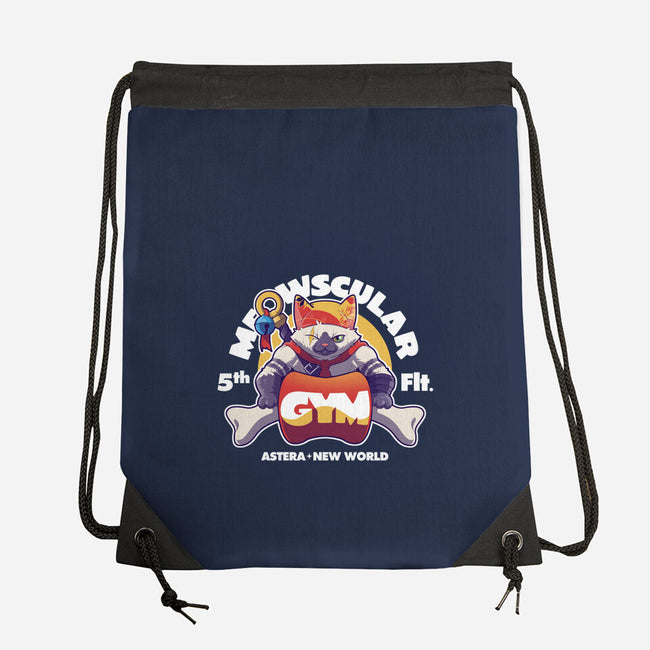 Meowscular Gym-none drawstring bag-KindaCreative