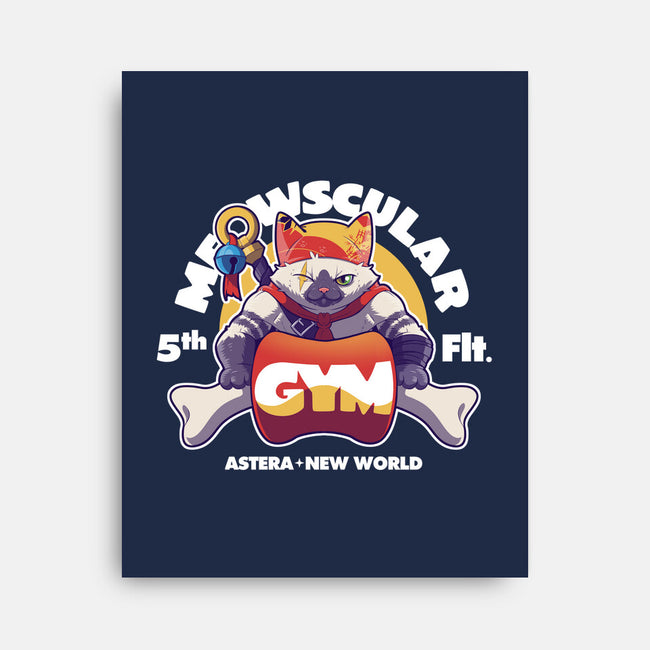 Meowscular Gym-none stretched canvas-KindaCreative