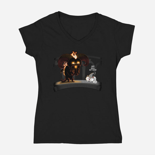 Mew Shall Not Pass-womens v-neck tee-queenmob
