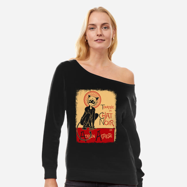 Miraculous Chat-womens off shoulder sweatshirt-GallifreyaDs