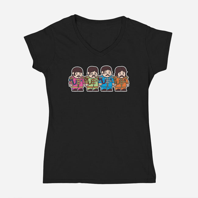 Mitesized Beatles-womens v-neck tee-Nemons