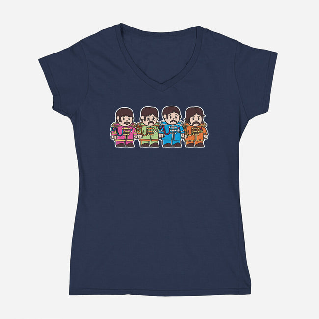 Mitesized Beatles-womens v-neck tee-Nemons
