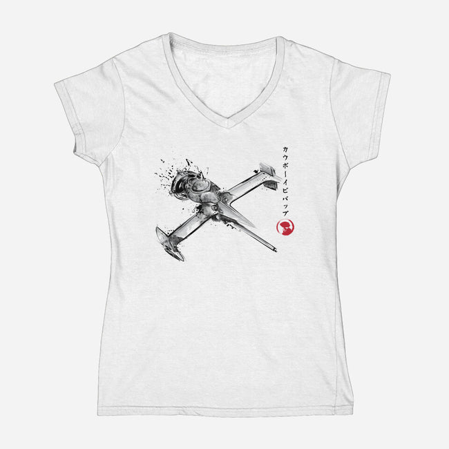 MONO Racer Sumi-e-womens v-neck tee-DrMonekers