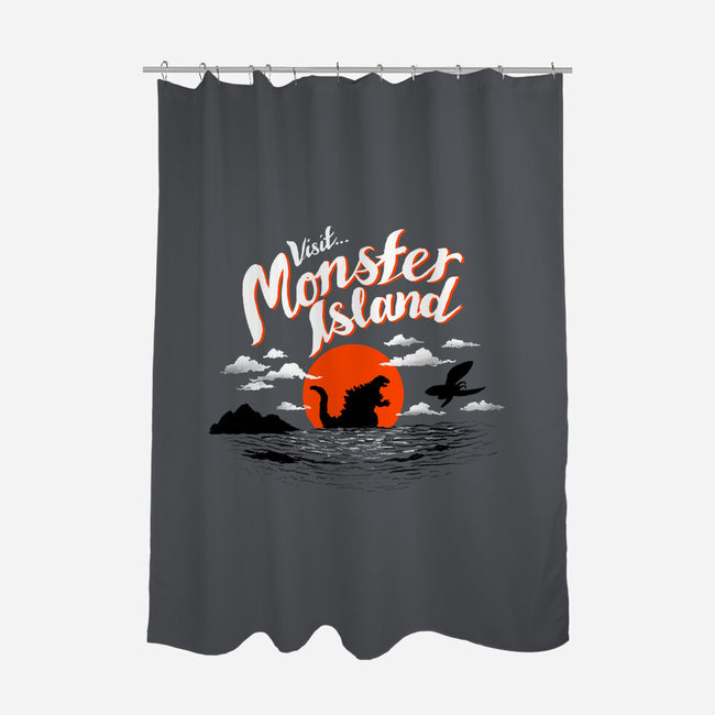 Monster Island-none polyester shower curtain-AustinJames