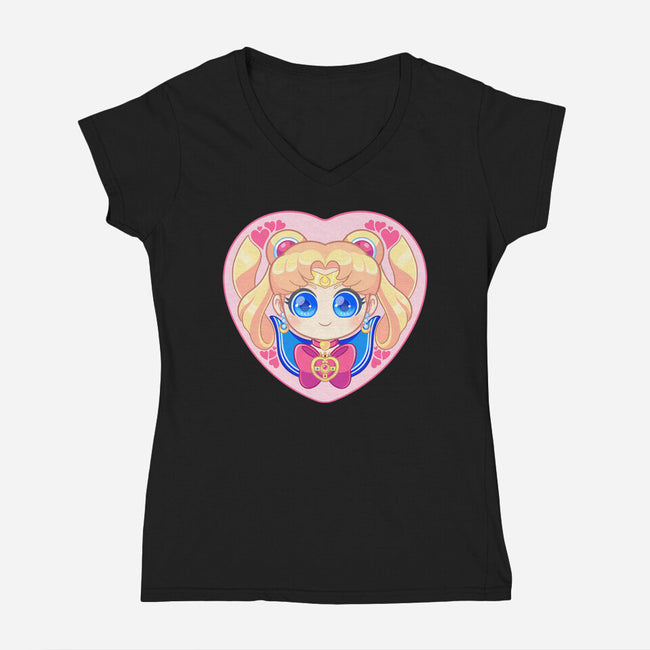 Moon Love-womens v-neck tee-strawberryquiche