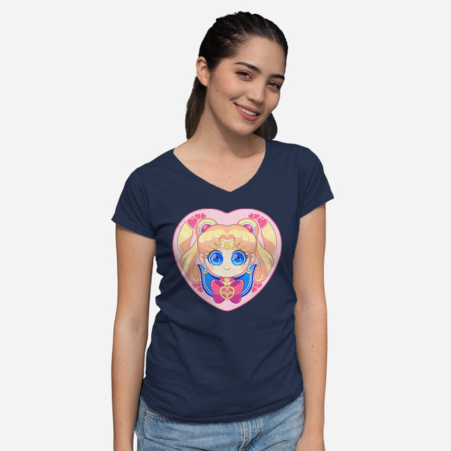 Moon Love-womens v-neck tee-strawberryquiche