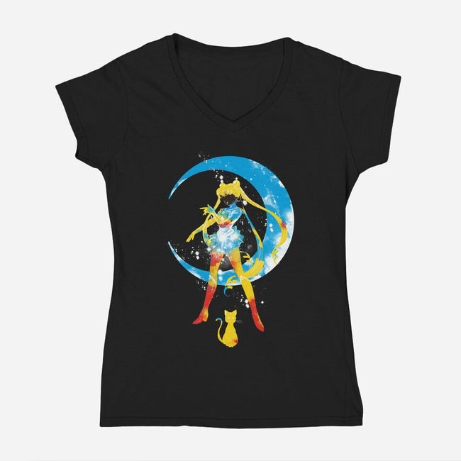 Moon Splash-womens v-neck tee-kharmazero