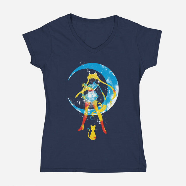 Moon Splash-womens v-neck tee-kharmazero