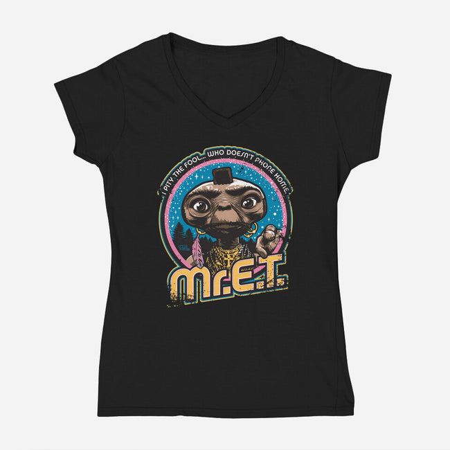 Mr. E.T.-womens v-neck tee-Captain Ribman