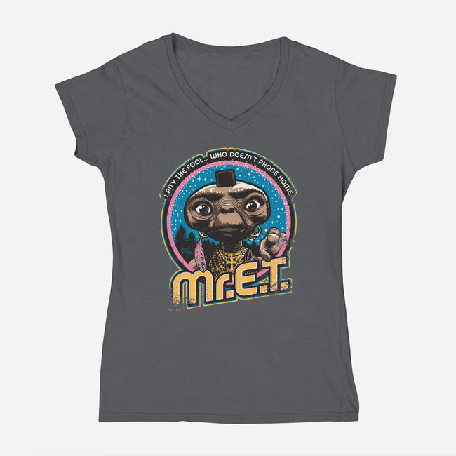 Mr. E.T.-womens v-neck tee-Captain Ribman
