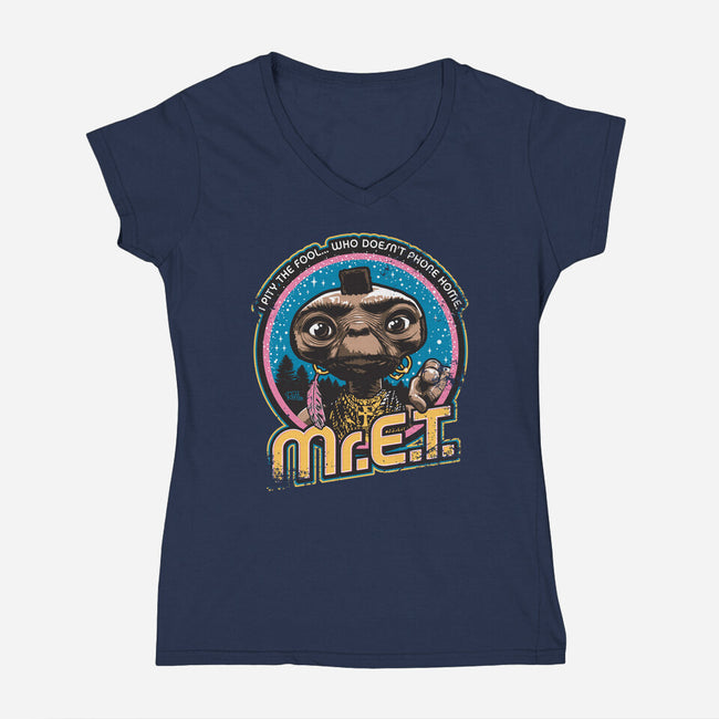 Mr. E.T.-womens v-neck tee-Captain Ribman