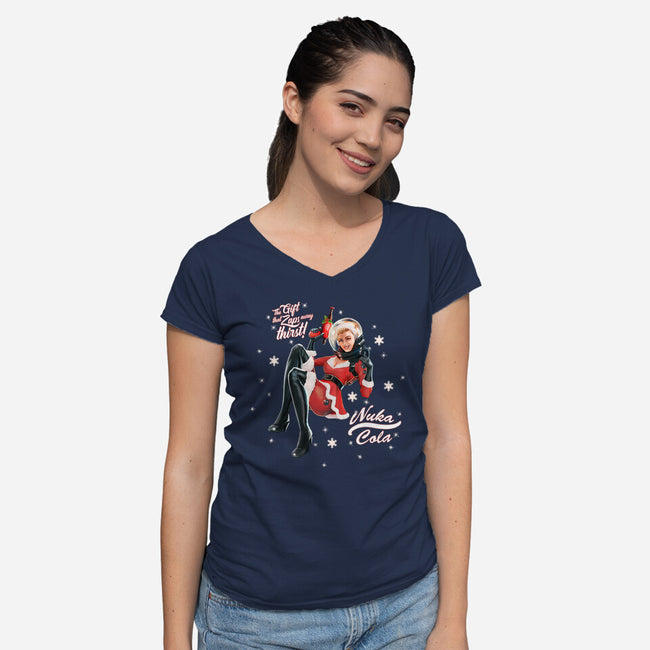 Mrs. Nuka Claus-womens v-neck tee-steevinlove