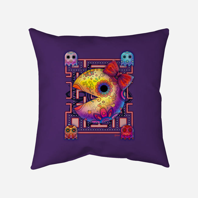 Ms Pac Muertos-none non-removable cover w insert throw pillow-MoniWolf