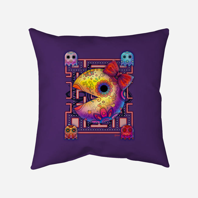 Ms Pac Muertos-none removable cover w insert throw pillow-MoniWolf