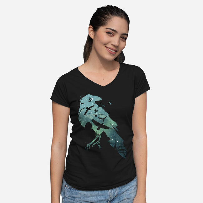 Murder of Crows-womens v-neck tee-dandingeroz