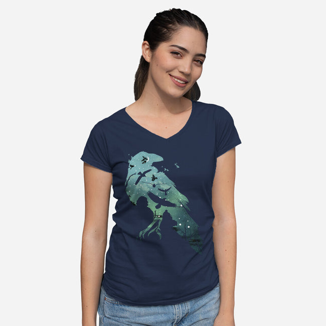 Murder of Crows-womens v-neck tee-dandingeroz