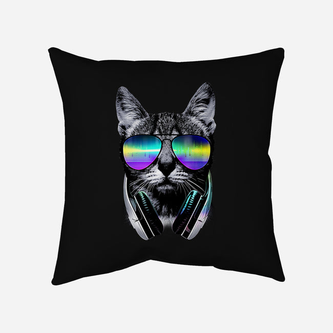 Music Lover Cat-none removable cover w insert throw pillow-clingcling