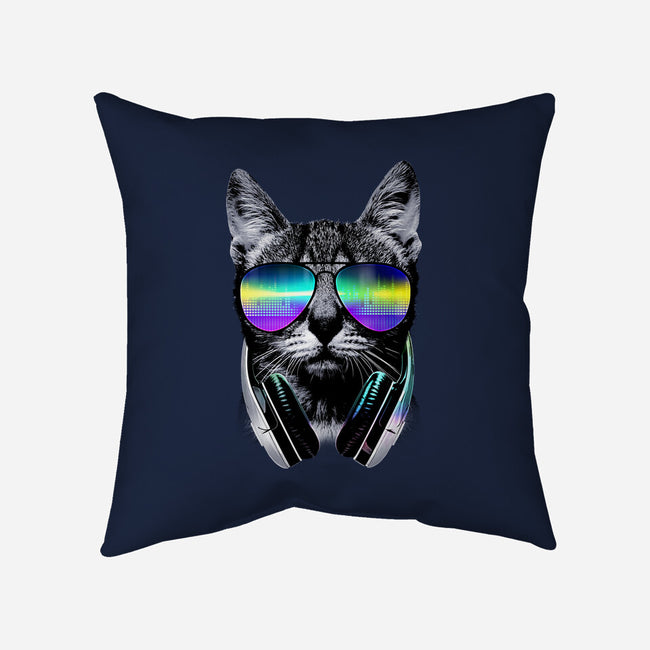 Music Lover Cat-none removable cover w insert throw pillow-clingcling