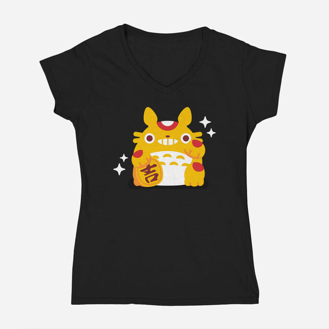My Neighbor Maneki-Neko-womens v-neck tee-daria rhodes