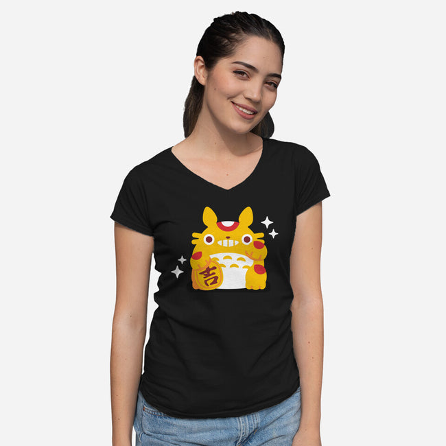 My Neighbor Maneki-Neko-womens v-neck tee-daria rhodes