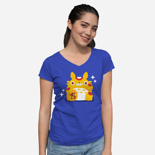 My Neighbor Maneki-Neko-womens v-neck tee-daria rhodes