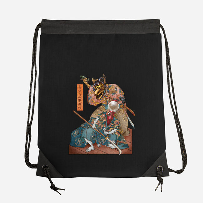 Mystery Kabuki-none drawstring bag-ChetArt