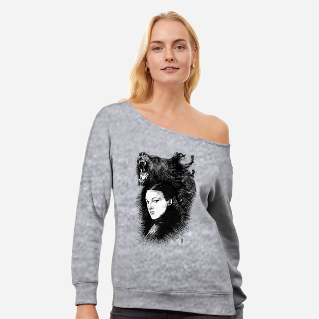 Lady of Bear Island-womens off shoulder sweatshirt-silviokiko