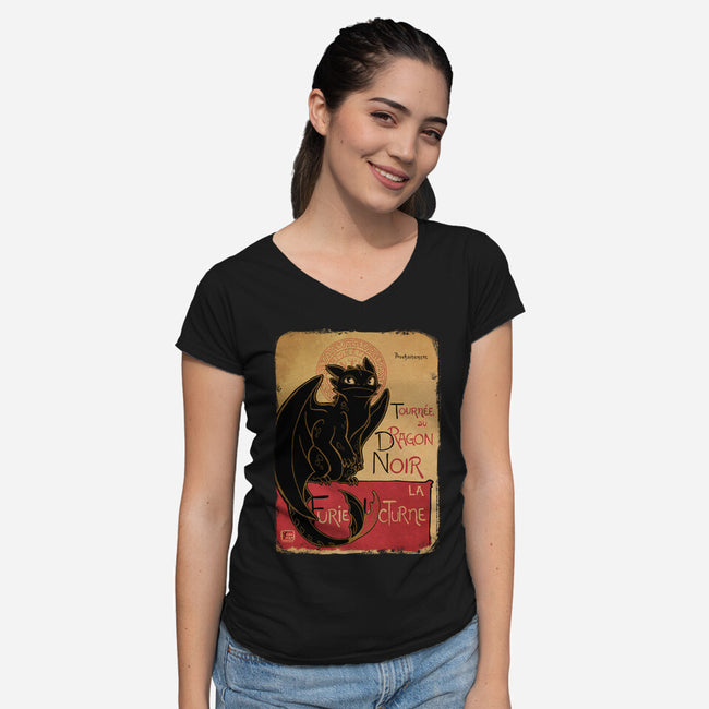 Le Dragon Noir-womens v-neck tee-YoukaiYume