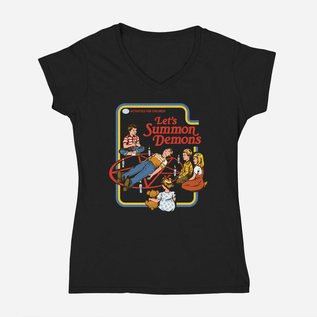 Let's Summon Demons-womens v-neck tee-Steven Rhodes