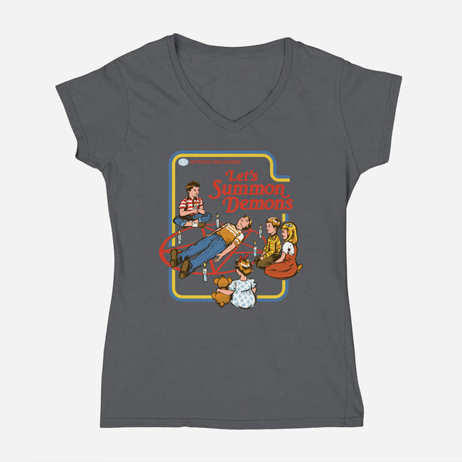Let's Summon Demons-womens v-neck tee-Steven Rhodes