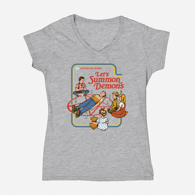 Let's Summon Demons-womens v-neck tee-Steven Rhodes