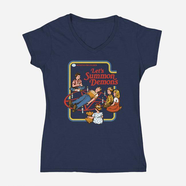 Let's Summon Demons-womens v-neck tee-Steven Rhodes