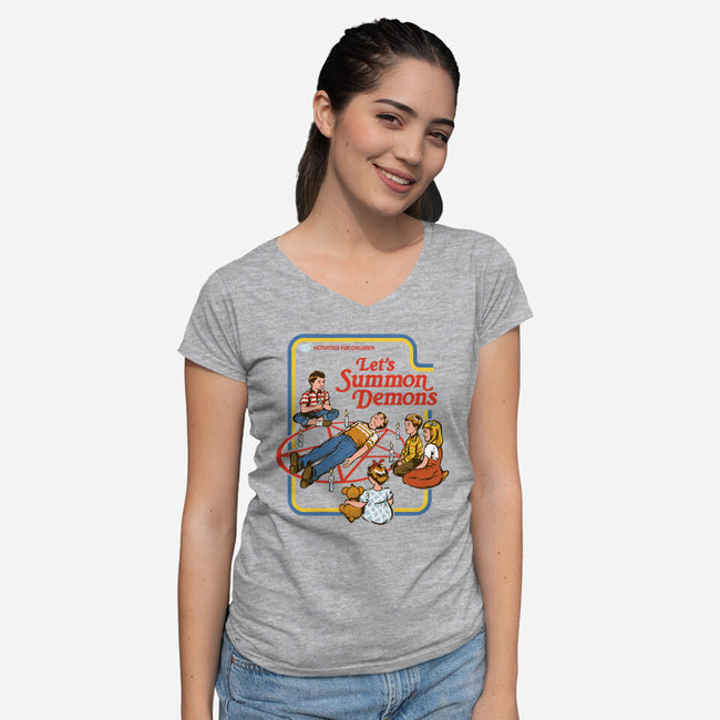 Let's Summon Demons-womens v-neck tee-Steven Rhodes