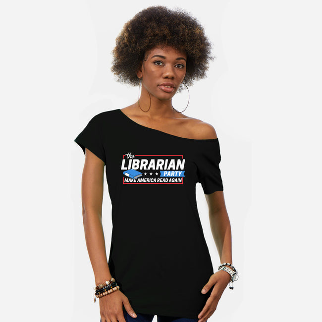 Librarian Party-womens off shoulder tee-BootsBoots
