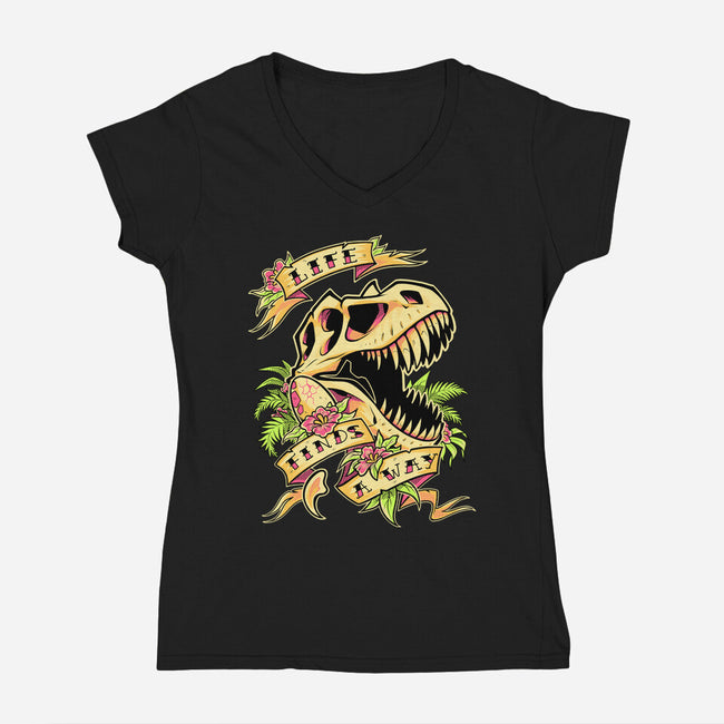 Life Finds a Way-womens v-neck tee-Squeedge Monster