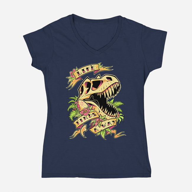 Life Finds a Way-womens v-neck tee-Squeedge Monster