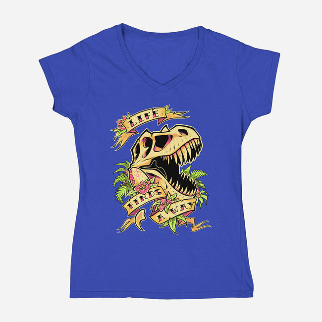 Life Finds a Way-womens v-neck tee-Squeedge Monster