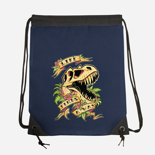 Life Finds a Way-none drawstring bag-Squeedge Monster