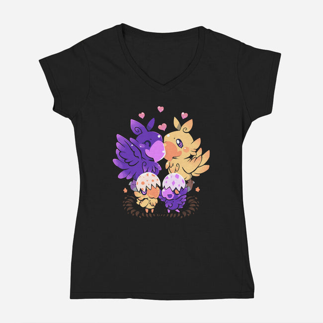 Loving Choco Family-womens v-neck tee-TechraNova