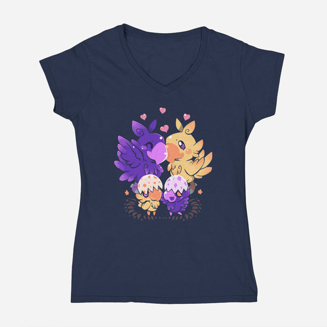 Loving Choco Family-womens v-neck tee-TechraNova