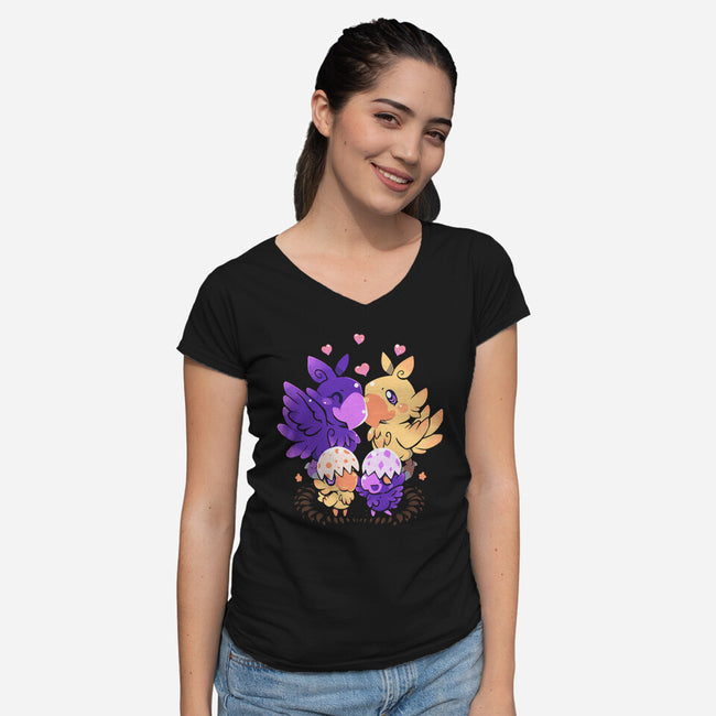 Loving Choco Family-womens v-neck tee-TechraNova