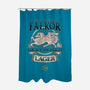 Lucky Dragon Lager-none polyester shower curtain-etcherSketch