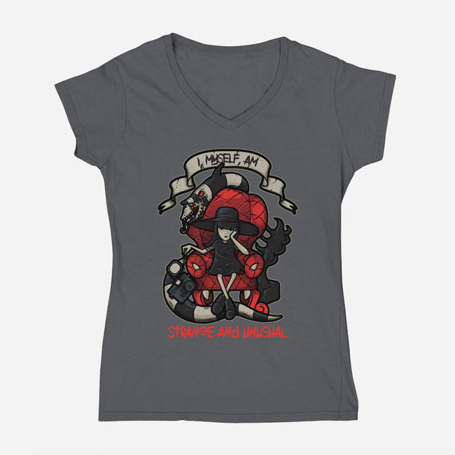 Lydia the Strange-womens v-neck tee-Letter_Q