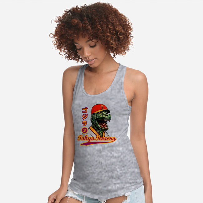 Kaiju Baseball-womens racerback tank-ChetArt