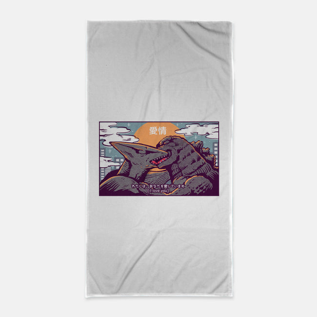 Kaiju Kiss-none beach towel-ilustrata