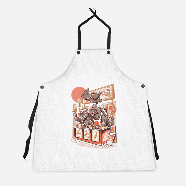 Kaiju Street Food-unisex kitchen apron-ilustrata