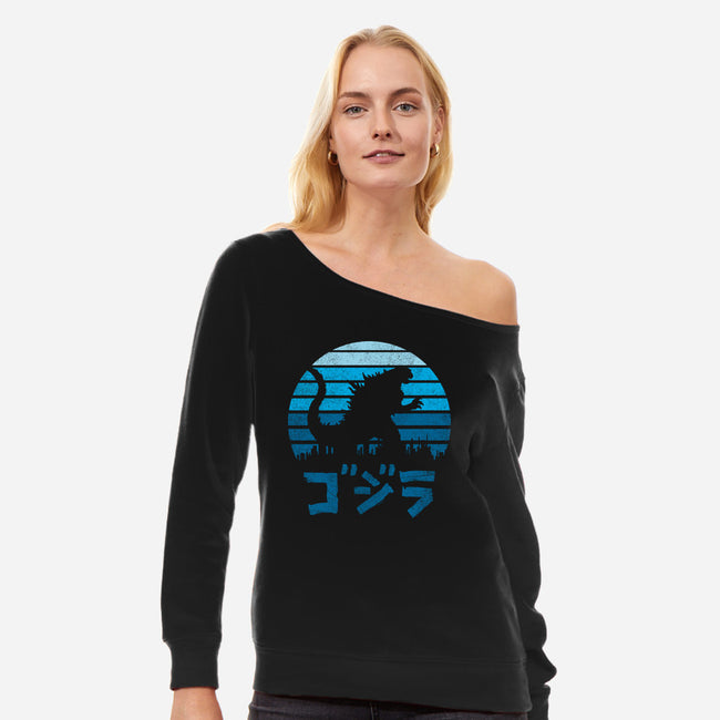 Kaiju Sun Set-womens off shoulder sweatshirt-manospd
