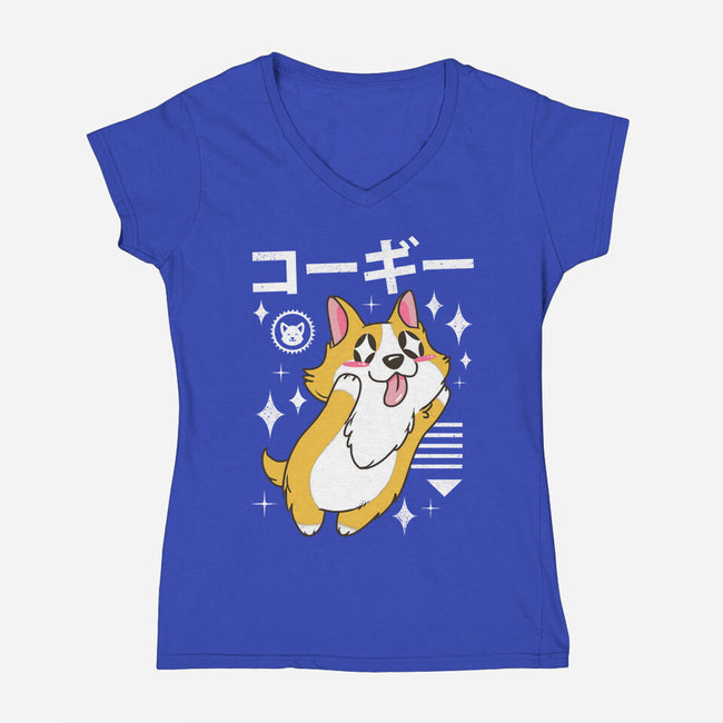 Kawaii Corgi-womens v-neck tee-vp021