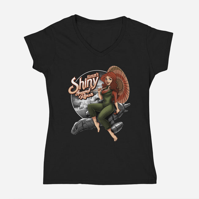 Kaylee's Spacecraft Repair-womens v-neck tee-Bamboota