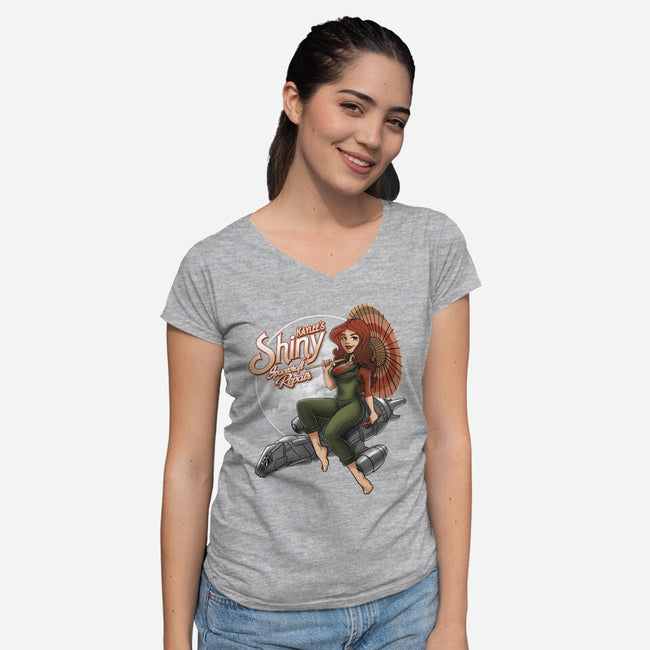 Kaylee's Spacecraft Repair-womens v-neck tee-Bamboota